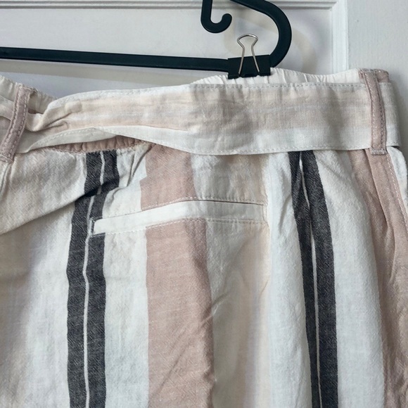 ANTHROPOLOGIE Shorebound Striped Linen Wide-Leg Cropped Pants - Picture 8 of 9